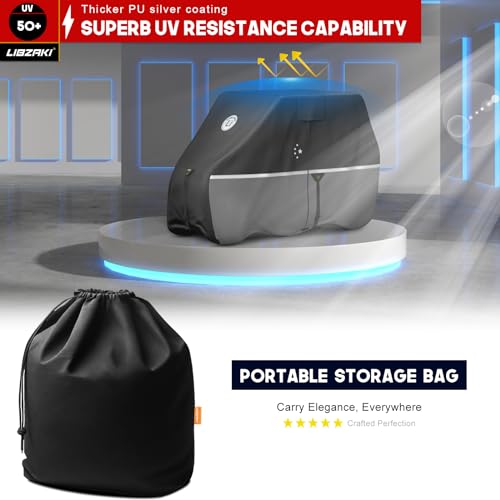 LI LIBZAKI 2+2/4 Passenger Golf Cart Cover Fits EZGO, Club Car, Yamaha, 420D Waterproof Windproof Sunproof Outdoor All-Weather Full Cover -Black/Gray-L