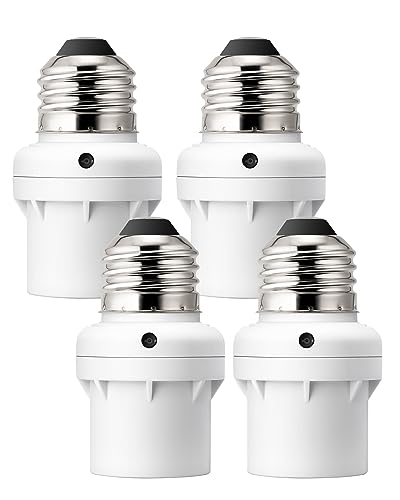 DEWENWILS&EDISHINE DEWENWILS 4 Pack Light Sensor Socket, E26/E27 Dusk to Dawn Sensor Socket White