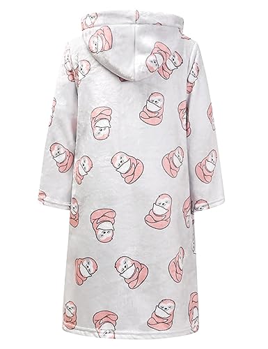 Jxstar Roupões de banho para meninas com capuz e pijamas de pelúcia coral macio, Bicho-preguiça X42,