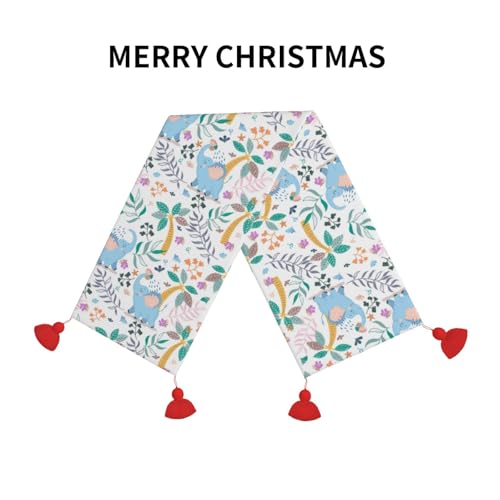 Chemin de table de Noël avec pompon lavable intérieur extérieur - 4