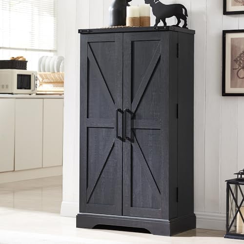 ACCOHOHO 47" Kitchen Pantry, Farmhouse Storage Cabinet with Barn ...