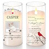 WOWTIFY Personalized Dog Cat Memorial Flameless Candles with Photo Name,Custom Sympathy LED Pillar Candles for Loss of Love Pet,Battery Powered,Pure White Wax with Toughtful Saying