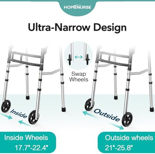 HOMENURSE Z3 Walkers for Seniors with 2 Precut Tennis Balls and 5" Wheels Detail