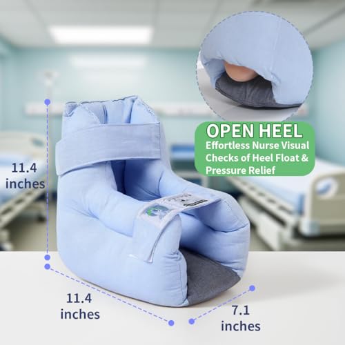 Image of EZ Assistive Heel Protectors for Pressure Sores & Bed Sores - Open Heel Design with Adjustable Straps, Soft & Supportive Padding, Machine Washable - One Size Fits Most (Single Pack,Blue)