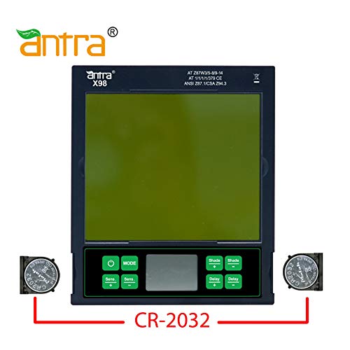 Antra X98 Auto Darkening Welding Lens Viewing Size 3.86X3.23" Highest Shade 14 Top Optical Class 1/1/1/1 Shade Range 3/5-9/9-14 Great For Tig, Mig/Mag Mma Plasma, Grinding Solar-Lithium Dual Power #TOP3