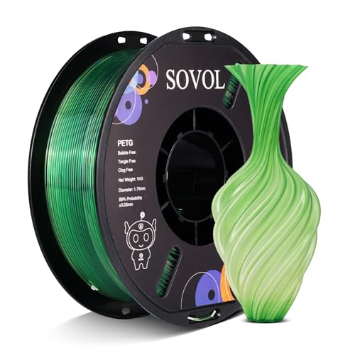 Sovol 3D Printer PETG Filament 1.75mm, Gradient Multicolors 3D Printing Filaments Material, 1kg (2.2lbs), Dimensional Ac