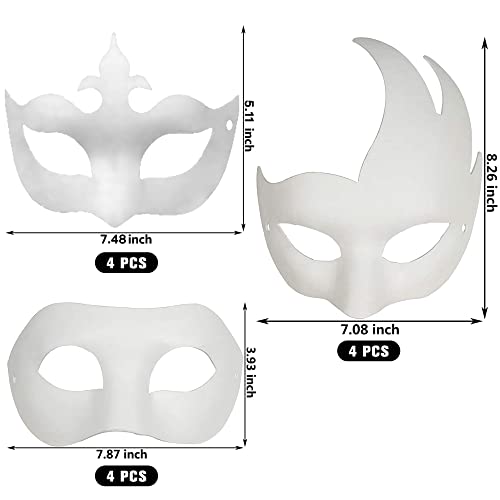 Cspring 12Pcs Cute Paper Face Paintable White Plain Diy Mask For Mardi Gras Cosplay Masquerade Dance Party #TOP2
