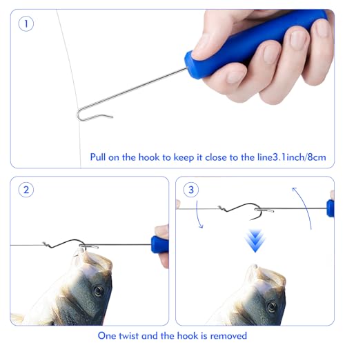 2 Pack Fishing Hook Remover, 7 inch Fish Hook Remover Tool for Saltwater, Portable Fishing Accessories Efficient Dehooking Solution for Anglers (Blue) - Thumbnail 4
