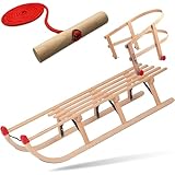 Explorer Colint Holzschlitten mit Rückenlehne für Kinder ab 1 Jahr und Erwachsene Set Schlitten...