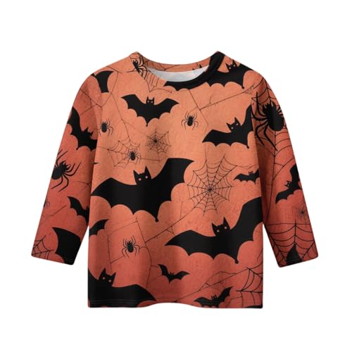 Girls Halloween Long Sleeve Shirt Cute Pumpkins Print Top Kids Fall Holiday Casual Crewneck Tee3