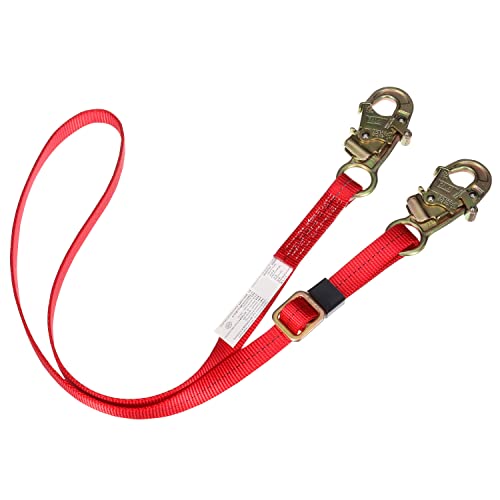 Image of 3M Protecta PRO 1385301 Adjustable 1 inch Web Restraint Lanyard, 6', Red, 2 Snap Hooks, 310 lb. Capacity