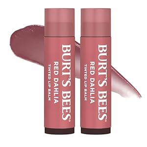 Burt’s Bees Lip Tint Balm with Long Lasting 2 in 1 Duo Tinted Balm Formula, Color Infused with Deeply Hydrating Shea Butter for a Natural Looking Buildable Finish, Fiery Red Dahlia (2-Pack)