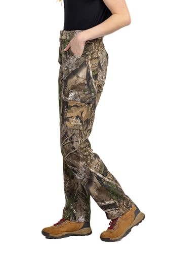 Realtree Camo Cargo Women\'s Pants, 6 Pockets, Cotton Ripstop, Outdoor Performance (US, Alpha, Large, Regular, Regular, APX Camo)
