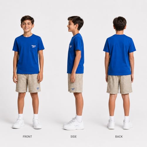 Image of Reebok Boys Athletic Shorts Set - 2 Piece Summer Clothes Outfit with Graphic Tee and Boys Basketball Shorts for Active Kids