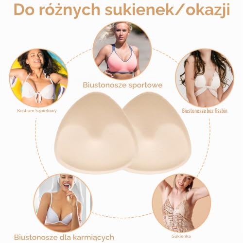 Sibba 1 para wkładek do biustonosza Wkładki do biustonosza Wkładki do biustonosza typu push up Trójkątne wkładki do biustonosza Wkładki wielokrotnego użytku Przewiewne Wyjmowane Wkładki powiększające