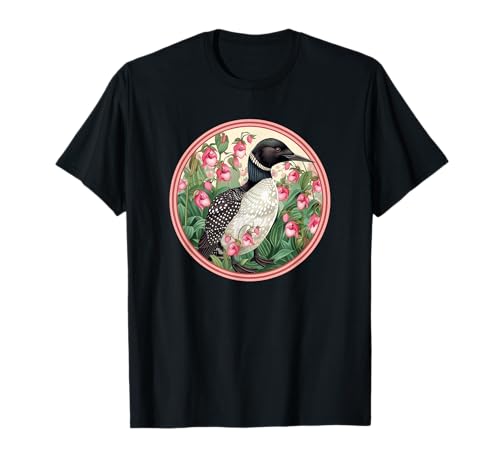 Minnesota Loon On Lady Slipper Flores Camiseta