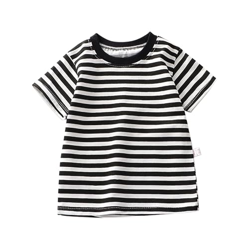 Kids Toddler Baby Boys Girls Shirts Striped Color Block Short Sleeve T Shirts Kids Casual Crewneck Shirt