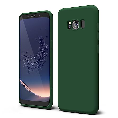 oakxco for Samsung Galaxy S8 Phone Case Liquid Silicone Grip, Cute Thin Slim Soft Rubber TPU Plain Smooth Gel Cover for Women Girl Aesthetic, Matte Solid Protective & Shockproof, Dark Forest Green