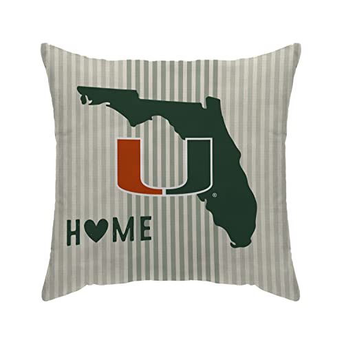 Proformance Home 18" x 18" Officially Licensed NCAA 18" x 18" Home State Poly Span Throw Pillow, Miami Hurricanes
