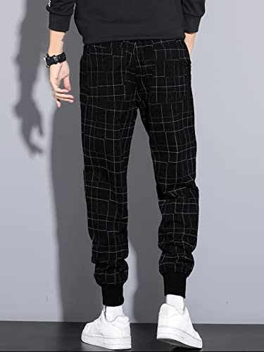 Wdirara Men's Plaid Drawstring Waist Joggers Pants Active Pocket Sweatpants Black Xl #TOP1