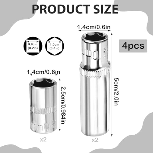 4 PCS 10mm Socket, 10mm Socket 1/4 Drive, 1/4-Inch Drive Deep and Shallow Impact Sockets Set, Cr-V Drives Sockets for DIY Hand-Making Repair Automotive 2 4 PCS 10mm Socket, 10mm Socket 1/4 Drive, 1/4-Inch Drive Deep and Shallow Impact Sockets Set, Cr-V Drives Sockets for DIY Hand-Making Repair Automotive - Image 2