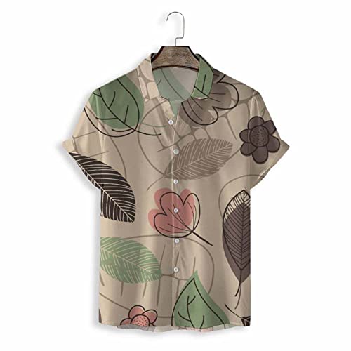 Chemise aloha hommes anti-chaleur imprimé tropical feuilles colorées