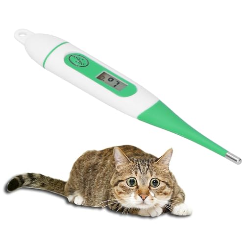 Digitales Haustierthermometer, Wasserdicht flexible Temperatursonde Veterinärthermometer mit LCD-Bildschirm, für Tierärzte und Haustierbesitzer von Hunden, Katzen,