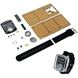 Getdoublerich Kit fai da te per orologio a LED, display digitale rosso da 0,7 cm, set per pratica di saldatura con formato 12/24h, modalità di spegnimento automatico, cronometro e timer, blu