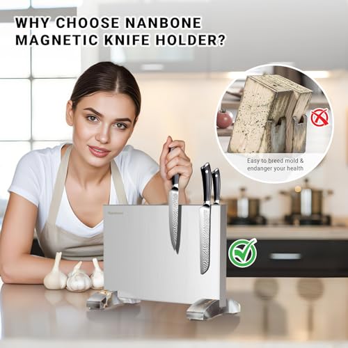 Magnetic Knife Block Stand Without Knives Double Sided Magnetic Knife Holder Rack for Kitchen Counter Stainless Steel Knife Magnetic Strip Display Stand Storage Organizer - image 5