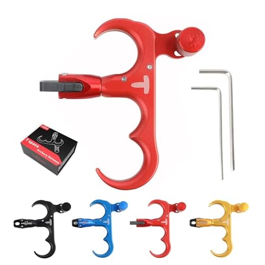 Markenlos Sehnenauslöser Hunter bis zu 80 LBS Recurve Compound Bogen Bow Release 9 limaity Bogenschießen Release Aids 3 Finger Auslösehilfe Aluminiumlegierung 360°drehbare SpannbackenHochsensibler Einstellbarer Bogen Spannhilfen für Compoundbogen (rot)