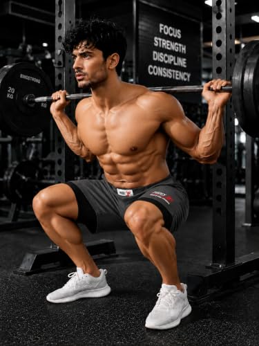 Image of Men's 2-in-1 Dual Layer Workout Shorts with Compression Liner, Phone Pocket, Quick-Dry Athletic Running Shorts for Gym, Training, Sports & Fitness