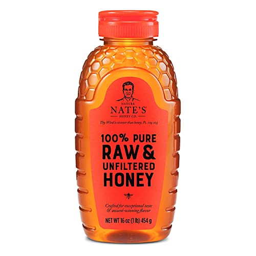 Nature Nate's 100% Pure, Raw & Unfiltered Honey, 16 Oz. Squeeze Bottle; All-Natural Sweetener, No Additives + Honey Minis Packets, Bag – Single Serve 14 G Per Packet, 0.33 Fl Oz (Pack Of 20) #TOP1