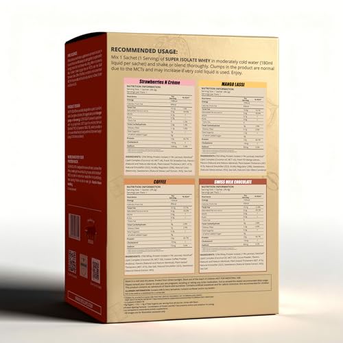 Image of Neulife SUPER ISOLATE Whey Protein | Max Absorption Protein Shake with Real Fruit Chunks | Mix Flavor Variety Pack | 4x40g Single Servings Sachets