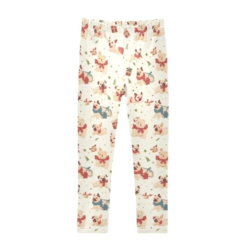 KLL Christmas French Bulldog Cream Girls Basic Leggings Soft Full Length Pants Sports
