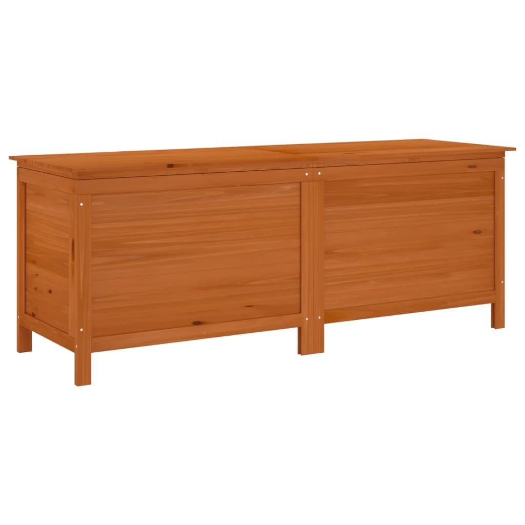 Homgoday Baúl de jardín de madera con tapa, para terraza, balcón, marrón, 150 x 50 x 56,5 cm, madera maciza de abeto