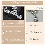 Hadskiss Jewelry Set for Women, Necklace Dangle Earrings Bracelet Set with White AAA Cubic Zirconia, Allergy Free Wedding Party Jewelry for Bridal Bridesmaid - Image 3