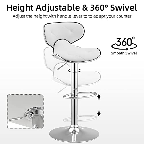 Simflag Bar Stools Set Of 2, Swivel Bar Stools With Backs, 360Lbs Capacity Adjustable Height Bar Chairs From 24" To 44" Bar Chairs Set Of 2 For Home,Kitchen Island, Bar #TOP6