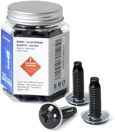 12-24 Rack Screws 100 Pack, Zinc Plated Carbon Steel Rack Mount S...