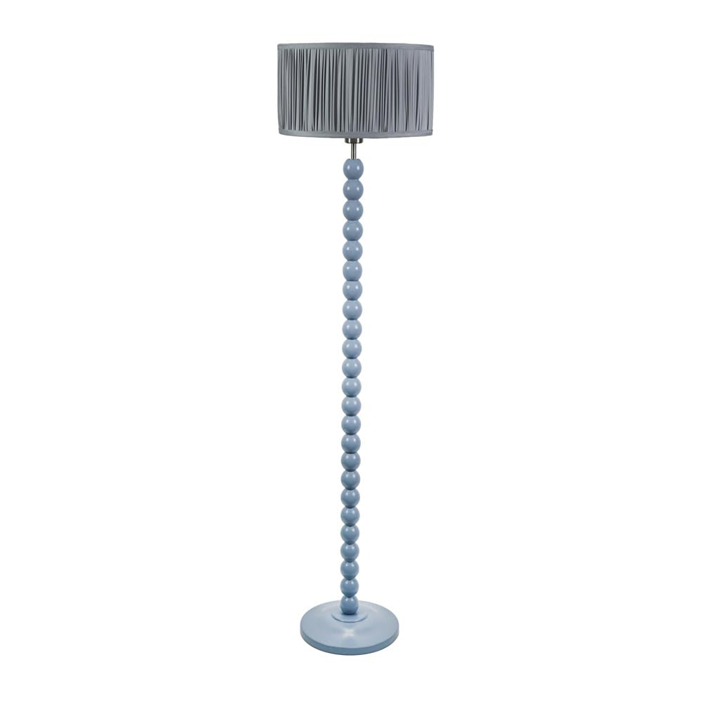 ValueLights | Powder Blue Bobbin Stem Floor Lamp with Ruched Pleated Shade Living Room Lounge Light | Floor Lamps, Home Décor & Improvement Essential