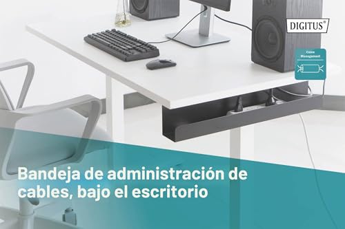 Miniatura 4 de Digitus Carril De Gestión De Cables - Montaje Debajo De La Mesa - Para Cables, Regletas De Enchufes - Gestión De Cables, Soporte De Cables, Bandeja De Cables - 60 X 7,6 X 11,4 Cm - Negro
