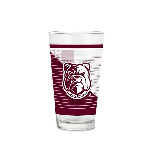 Rico Industries NCAA Alabama A&M Bulldogs Standard 16 oz Pint Glasses with Digitally Printed Logo, Classic Drinking Glass