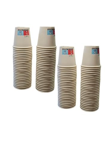 Bicchieri in Carta 75 ml in cartoncino biodegradabile per Bevande Calde e Fredde, Caffé, orzo, Te, Acqua Chicco Di Caffe' (100, bianco neutro)
