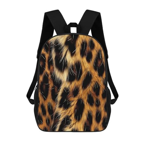 Leopard Fur Textures Backpack Simple Leisure Travel Backpack Outgoing Daypack 17 Inch