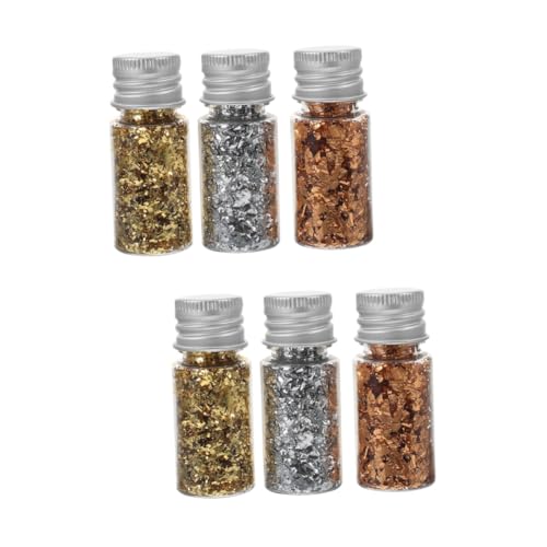 KALLORY 2 Juegos Papel de oro hilas juego de uñas pegatina accesorios manualidades pan de oro para uñas hoja de uñas de oro hojuelas de lámina de oro para uñas Acero inoxidable
