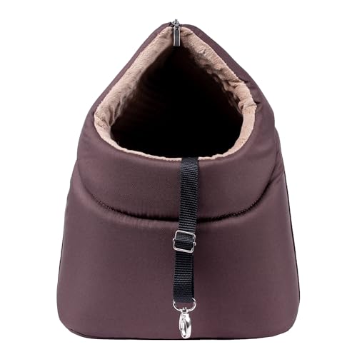 BOUTIQUE ZOO Hundetragetasche XL bis 15 kg – große Transporttasche für mittelgroße Hunde & Katzen – weich, faltbar & waschbar – 52×35×39 cm – Braun Beige/Minky