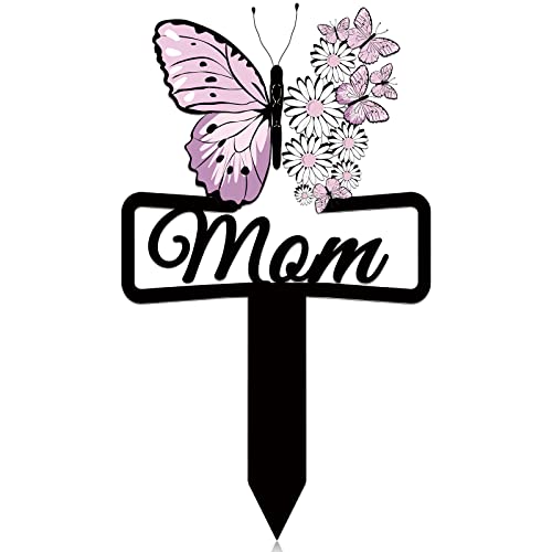 Memorial Grave Markers for Mom Butterfly Memorial Plaque Stake Sympathy Grave Stake Garden Cemetery Decorations for Mom Cemetery Outdoors Yard Garden(Cross)