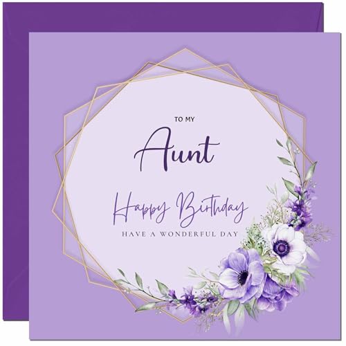 Aunt Birthday Card for Men women - Floral Beautiful Birthday Cards for Aunt