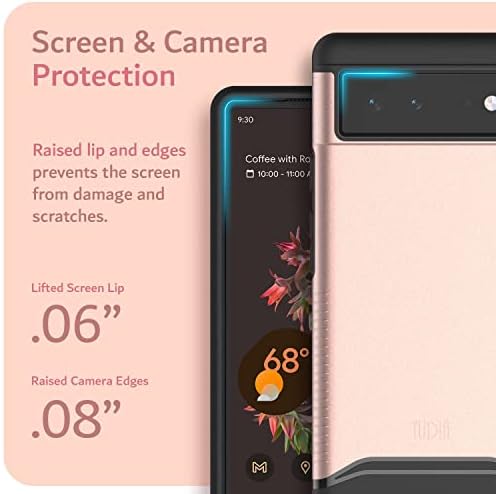 TUDIA DualShield Designed for Google Pixel 6 Case (2021), [Merge] Shockproof Military Grade Heavy Duty Dual Layer Tough Slim Hard Protective Case Cover (Rose Gold)