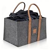 YNPQTDS Porta tronchi, grande cestino pieghevole in feltro per , borsa per tronchi con maniglie, per casa, giardino, terrazza, capannone, shopping, campeggio, picnic,