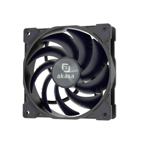 Akasa Alucia SM12, 120mm PC Fan, 4-Pin PWM Silent Fan Under 27dB(A) & Airflow up to 64.8CFM, Two Ball Bearing, 12 V DC Fan, 1600RPM, Hadal Black, AK-FN128